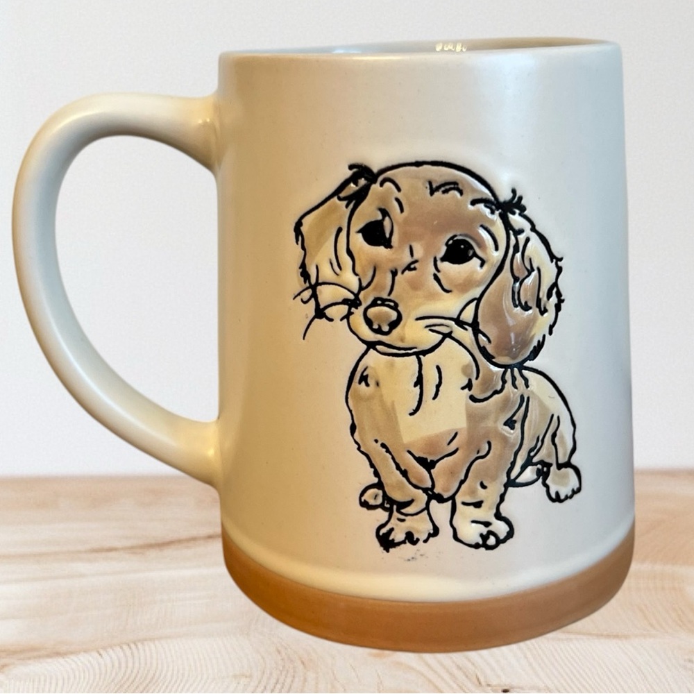 Spectrum – 3/$48 - ‘Dachshund Sitting’ Ceramic Mug. Pale gray inside. NWT Firm!